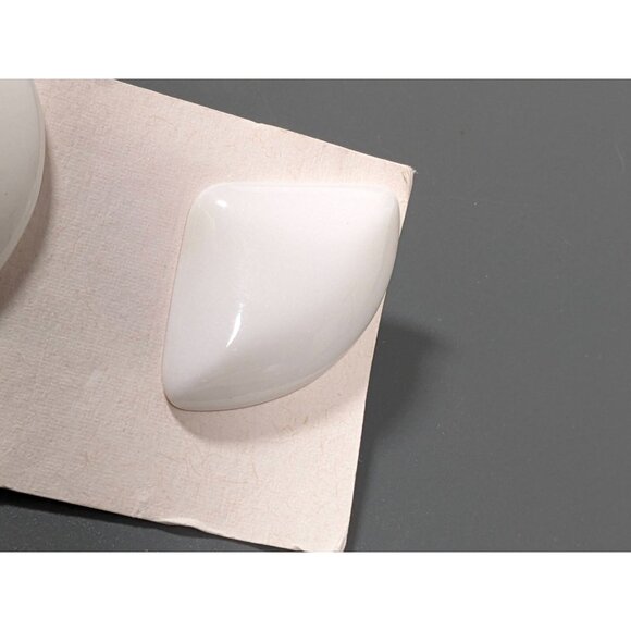 Vintage Karla Jordan White Triangle Stone Classic Deco Pierced Earrings Bold - Picture 2 of 5